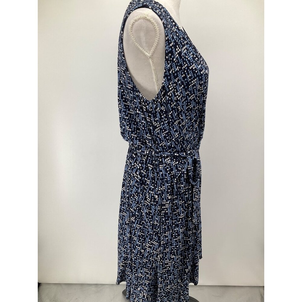 SOMA Size Large sleeveless V-neck sundress Blue/White Mosaic pattern - Picture 5 of 12